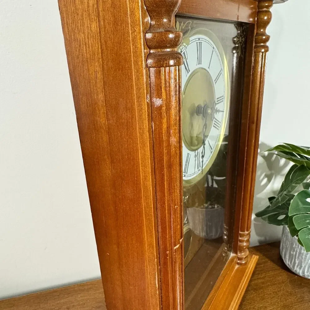 Vintage Grandfather Wall Clock with Pendulum and Chime Quartz 23